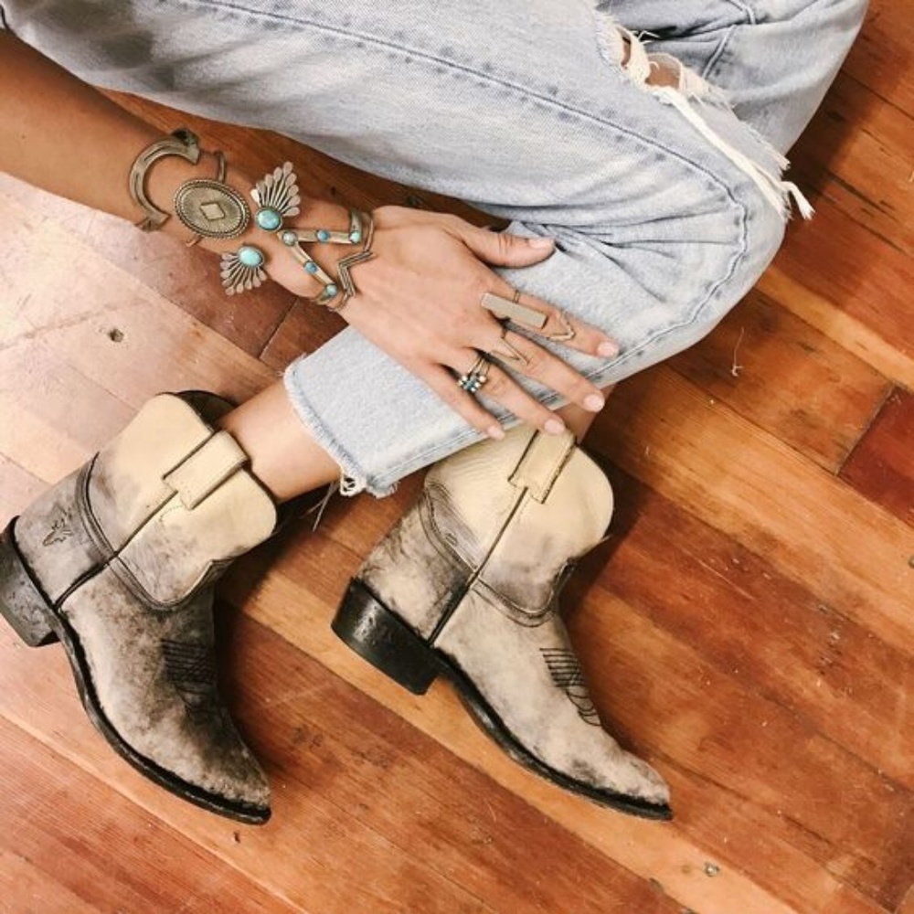 Frye Two-Tone Ankle Boots - Black and Tan